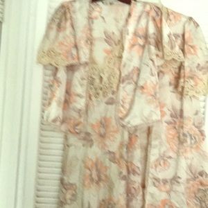 Thee piece silk nightgown bed jacket and negligee